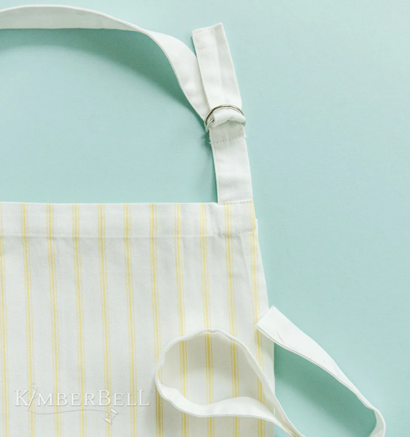 KimberBell Adult Apron Blank, Yellow Pinstripe, Adjustable Neck - Image 5