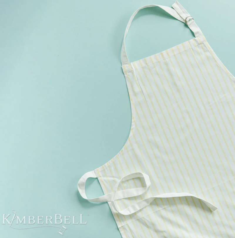 KimberBell Adult Apron Blank, Yellow Pinstripe, Adjustable Neck - Image 4