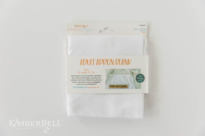 KimberBell Adult Apron Blank, White, Adjustable Neck
