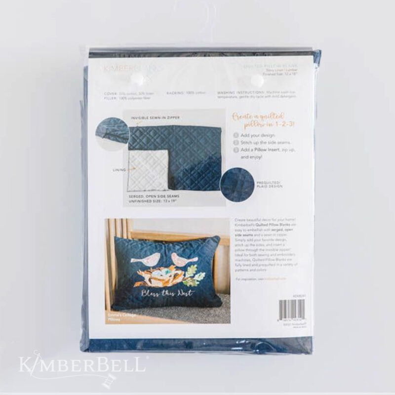 KimberBell Quilted Pillow Cover Blank, Lumbar, 12 x 18″ Navy Linen - Image 3
