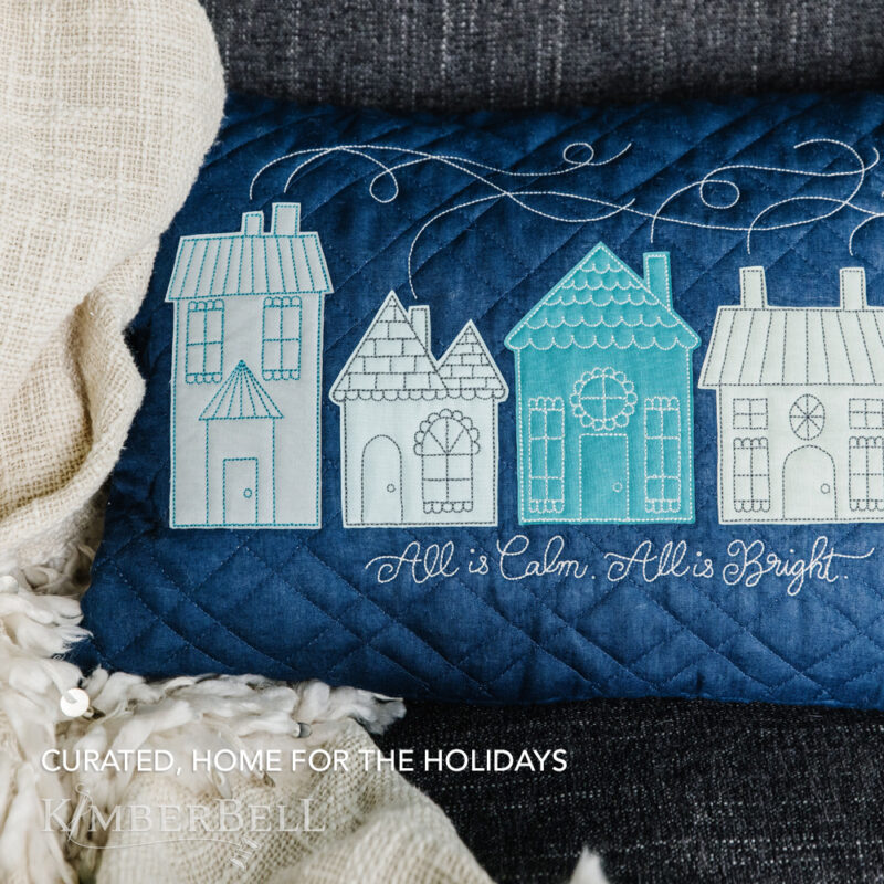 KimberBell Quilted Pillow Cover Blank, Lumbar, 12 x 18″ Navy Linen - Image 2