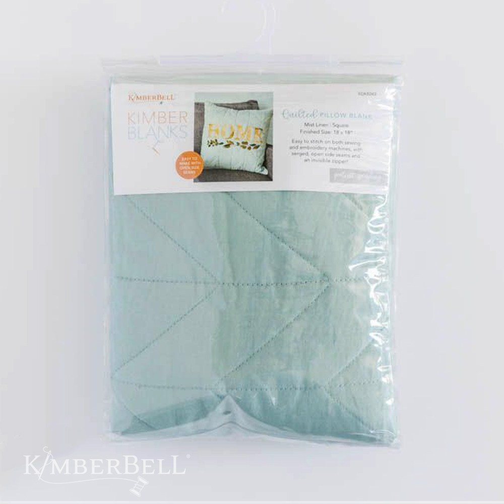 KimberBell Quilted Pillow Cover Blank,18" x 18"  Mist Linen