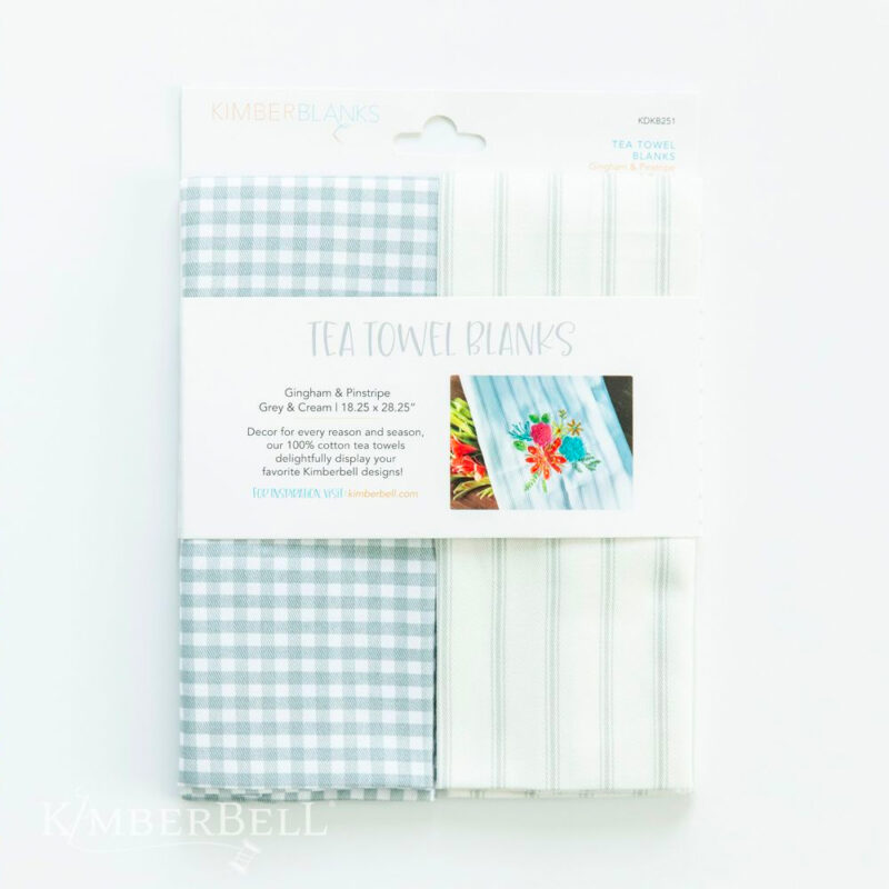 KimberBell Gingham and Pinstripe Tea Towel Set, Grey and Cream - Image 3
