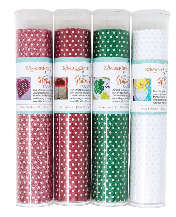 Kimberbell Applique Glitter Sheet – Polka Dot – Silver-Pink