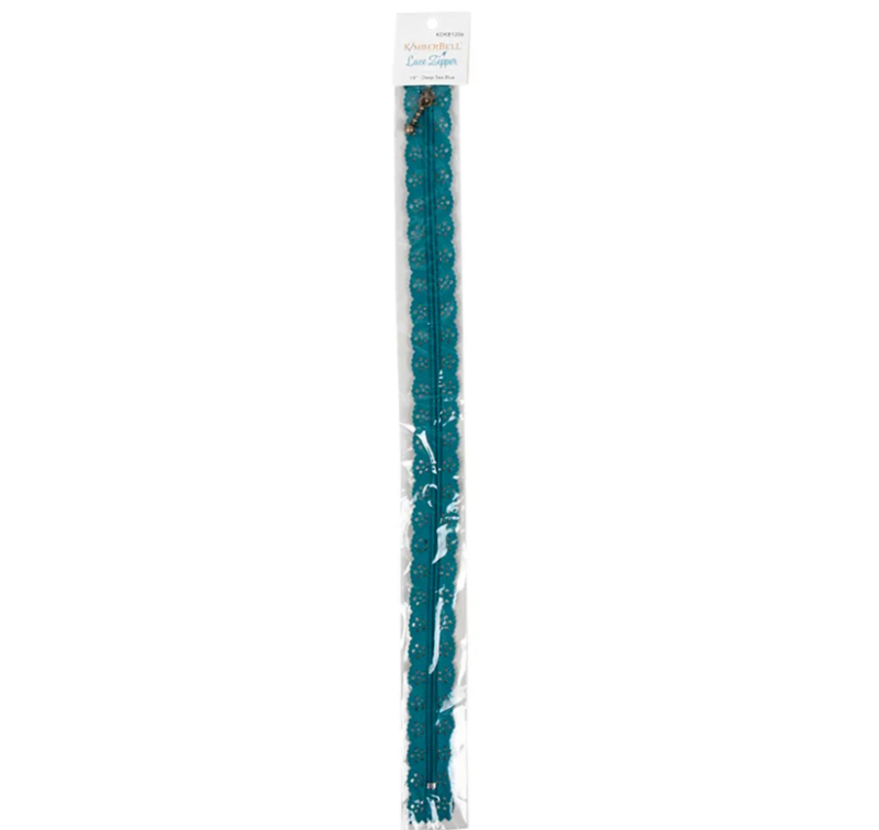 Kimberbell 14" Lace Zipper: Deep Sea Blue - Image 2