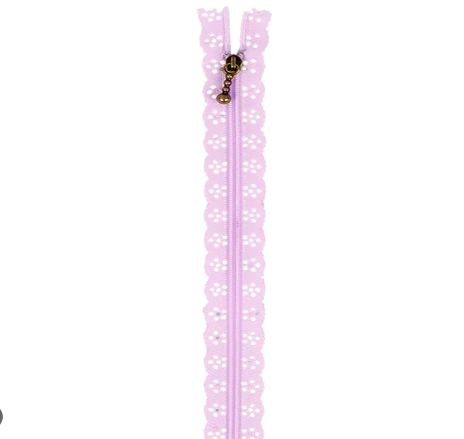 Kimberbell 14" Lace Zipper: Lavender