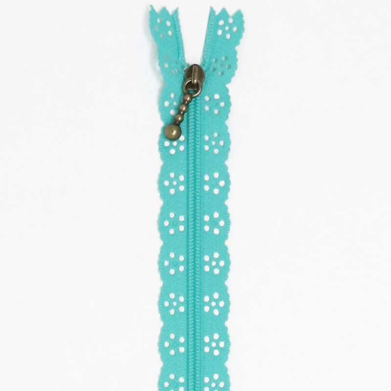 Kimberbell 14" Lace Zipper: Robin Egg Blue