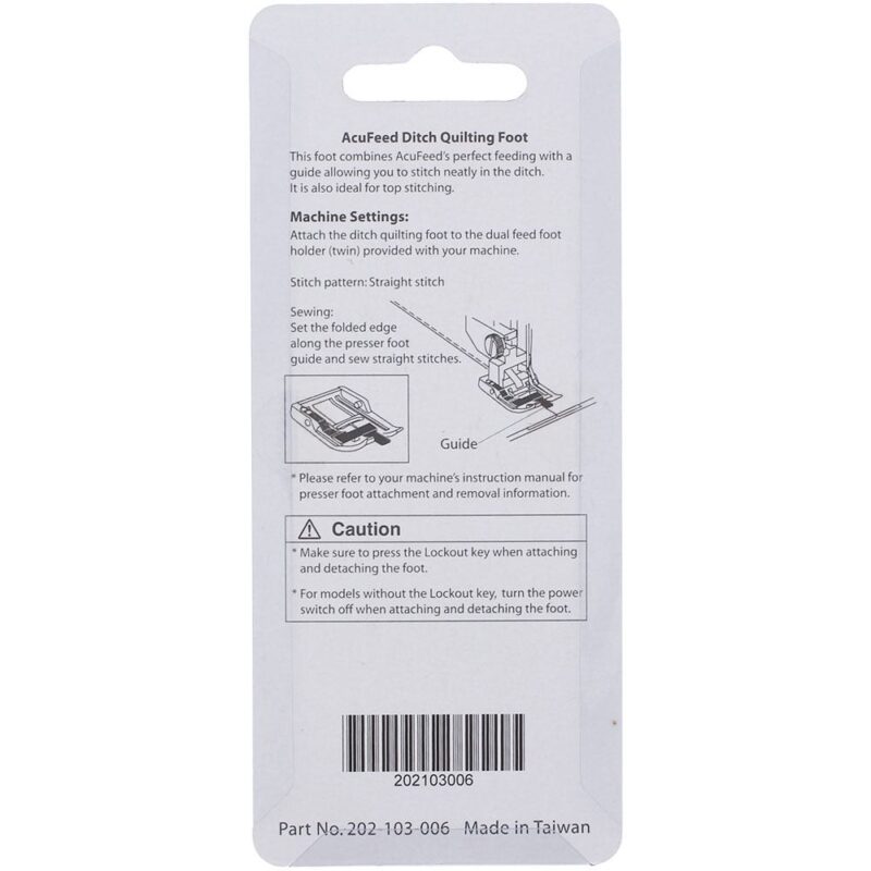 Janome 1/4" Acufeed Seam Presser Foot - Image 2