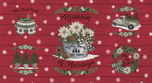 Moda Holly Berry Farm Panel
