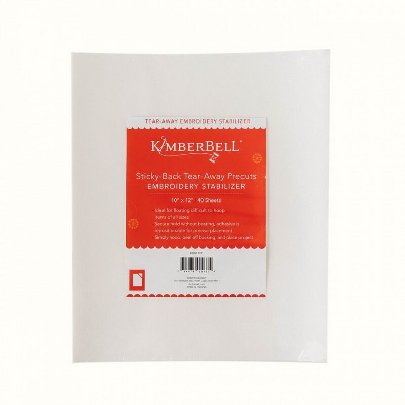Kimberbell Sticky Back Tearway - 40 Precut Sheets 10" x 12"