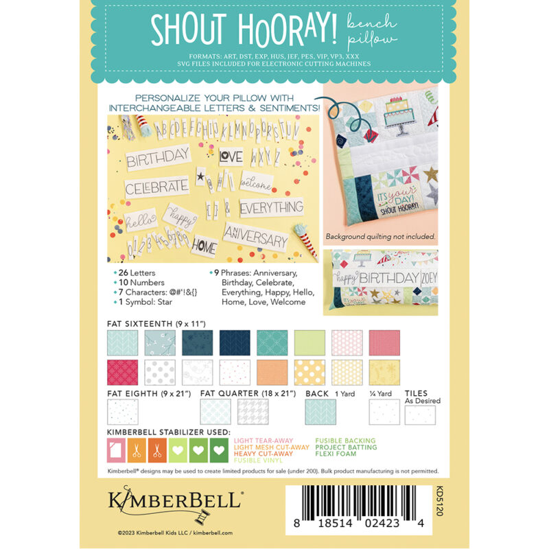 Kimberbell Shout Hooray! Bench Pillow CD - Image 2