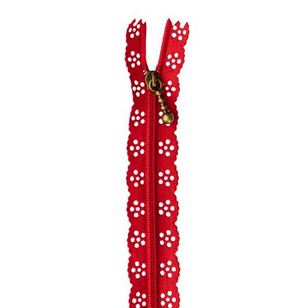 Kimberbell 14" Lace Zipper: Ruby