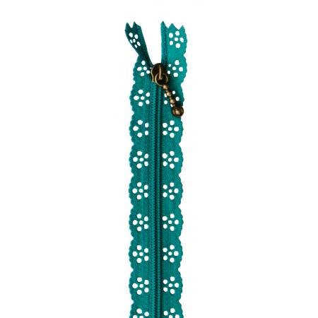 Kimberbell 14" Lace Zipper: Deep Sea Blue