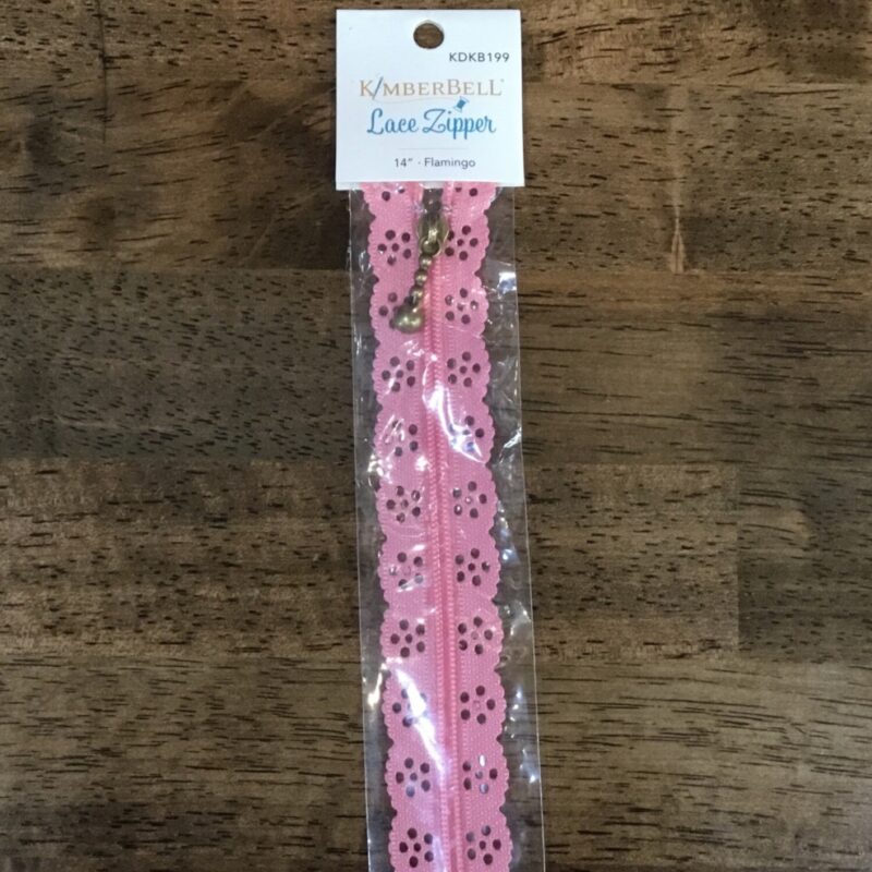 Kimberbell 14" Lace Zipper: Flamingo - Image 2