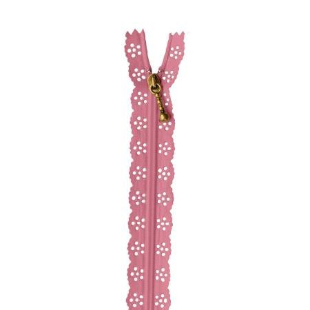 Kimberbell 14" Lace Zipper: Flamingo