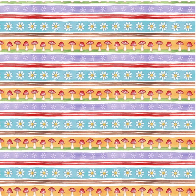 Michael Miller Multi Mushroom Stripe