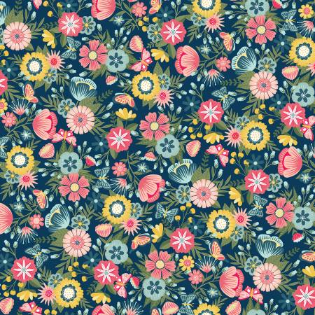 Kimberbell Main Vintage Flora - Dark Blue