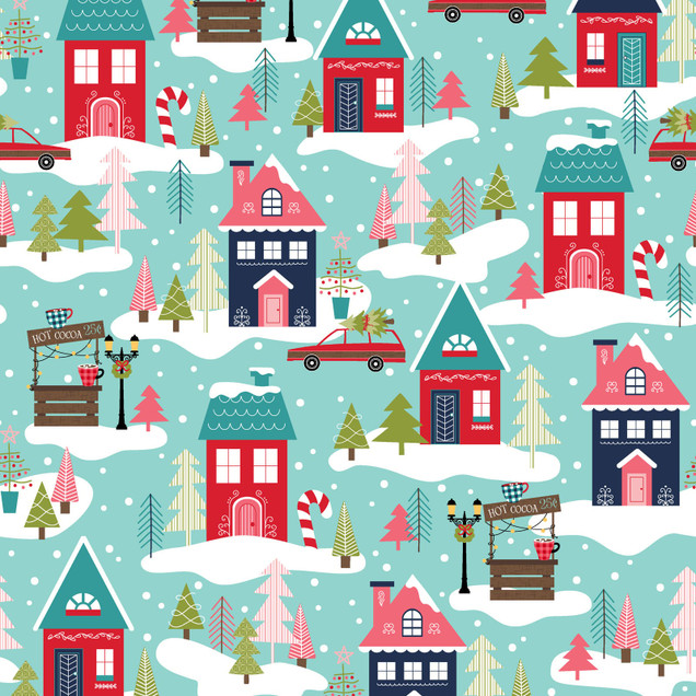 Kimberbell Cup of Cheer Christmas Neighborhood Aqua MAS10203-Q