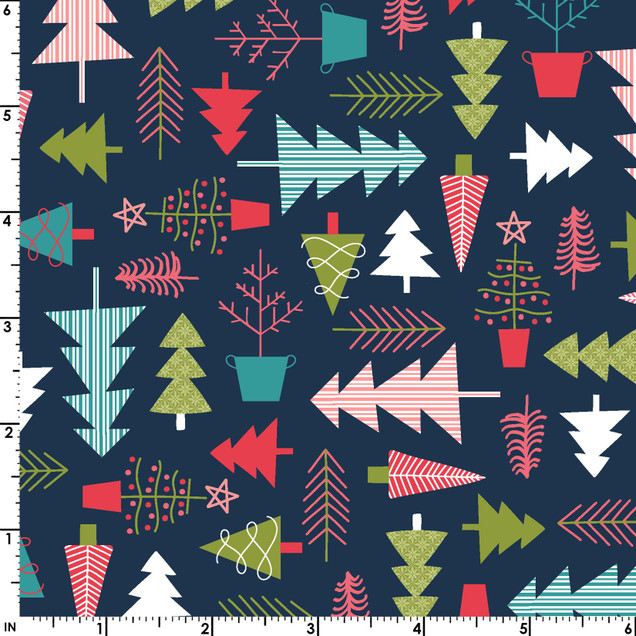 Kimberbell Cup of Cheer Tree Farm Navy MAS10204-N