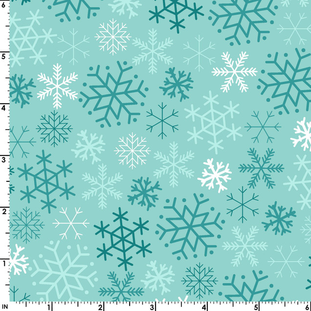 Kimberbell Cup of Cheer Snowflakes Aqua MAS10205-Q