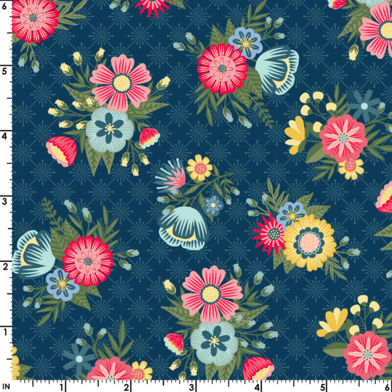 Vintage Flora Lattice Floral Dark Blue MAS10331-N