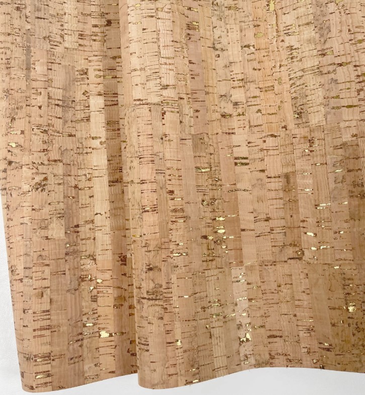 Real Cork Fabric W/ Gold Metallic 25"x"36