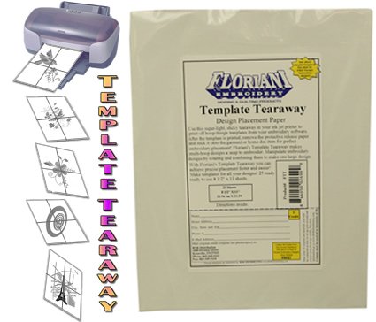 Floriani Template Tearaway 25 Printable sheets 8.5" x 11"