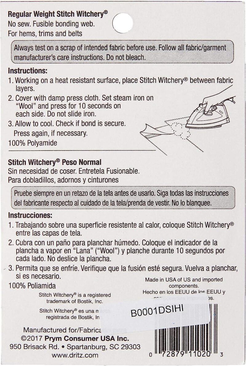 Dritz 222 STITCH WITCHERY FUSIBLE BONDING WEB - WHITE - 5/8" X 20 Yds - Image 2