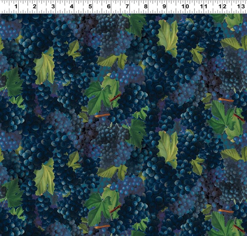 Clothworks DK Blue Cheers Digital Grapes