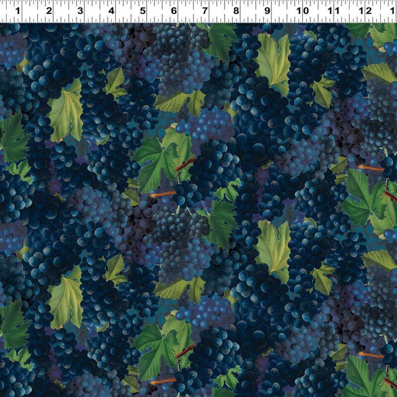 Clothworks DK Blue Cheers Digital Grapes