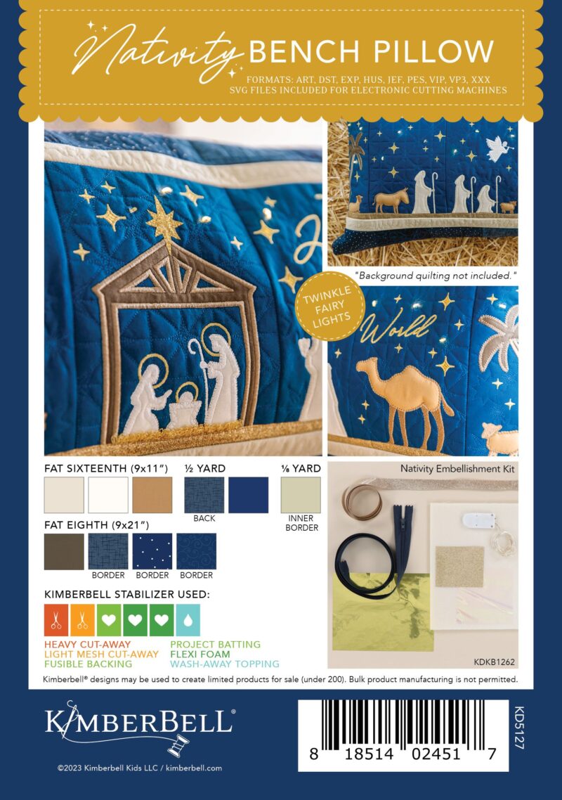 Kimberbell Nativity Bench Pillow Embellishment Kit