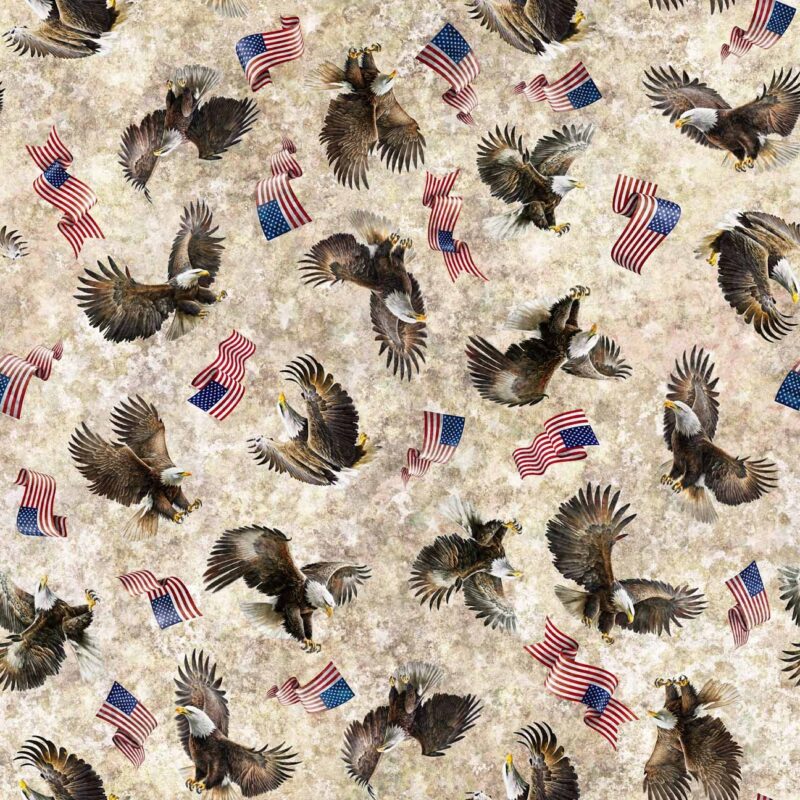 QT American Spirit Eagle & Flag Tossed Cream