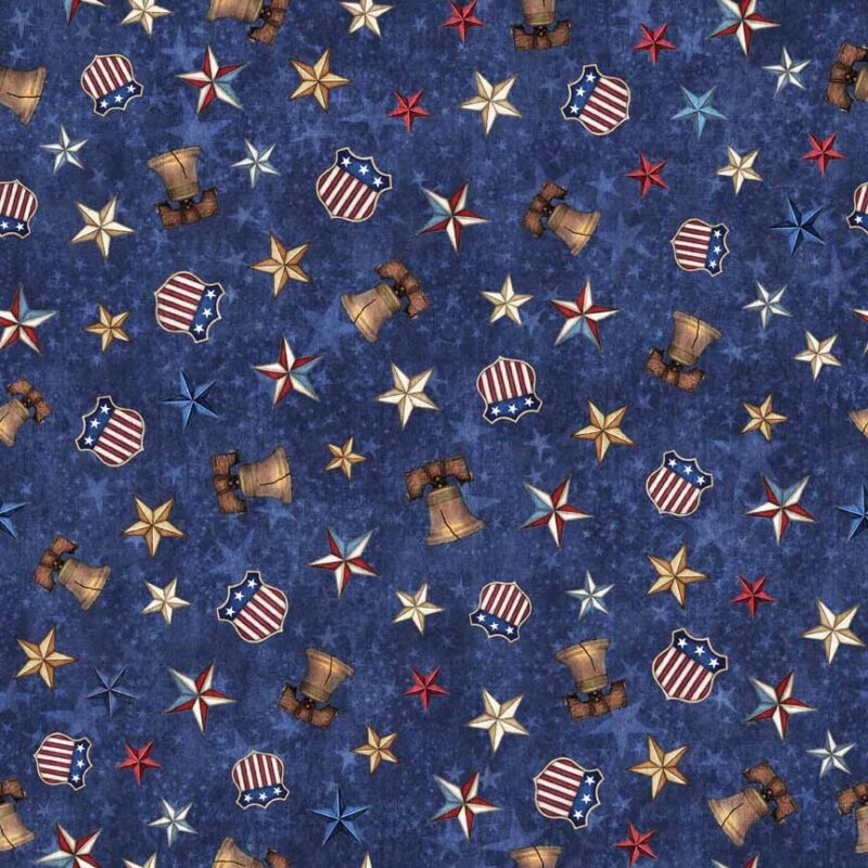 QT American Spirit Liberty Bell & Stars Tossed Dark Blue