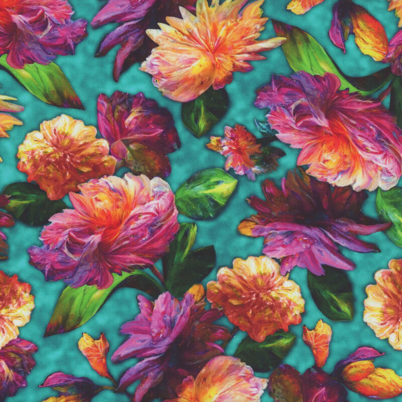 Quilting Treasures Fleur Etoile Pack Floral Turq.