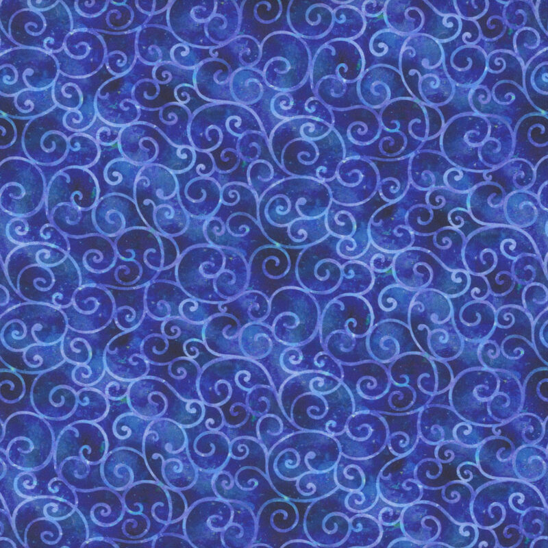 Quilting Treasures Fleur Etoile Scroll Dark Blue