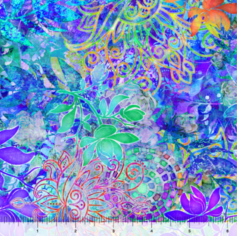 QT On Painted Wings Floral Texture Royal - Image 2