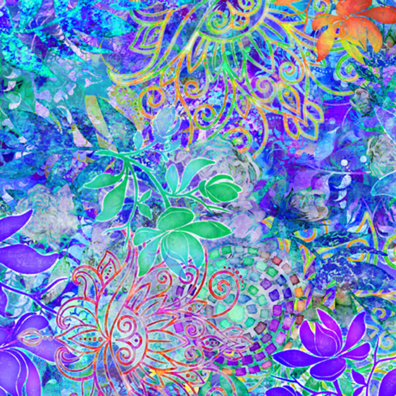 QT On Painted Wings Floral Texture Royal