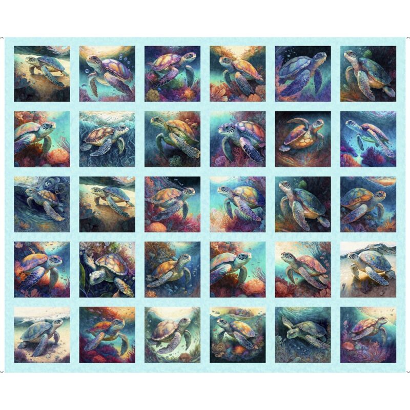 QT Endless Blues Sea Turtles Small Piture Patch Aqua Panel