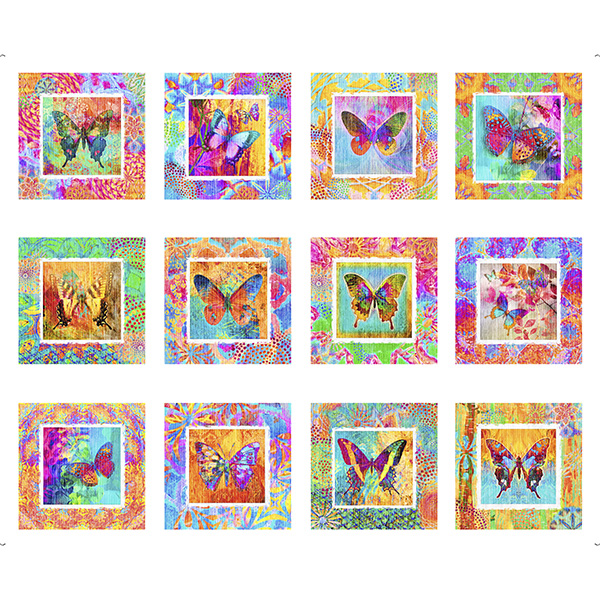 QT On Painted Wings Butterfly Picture Patches White Panel