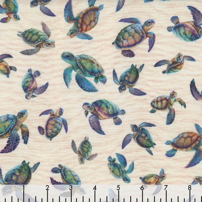 QT Endless Blues Sea Turtles Tossed Cream - Image 2