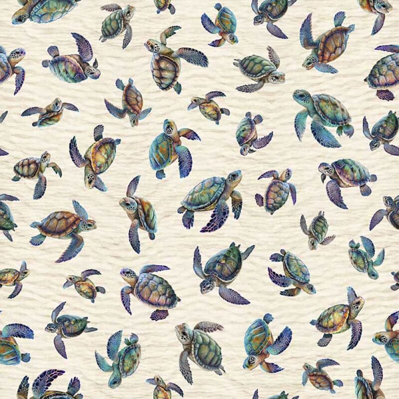 QT Endless Blues Sea Turtles Tossed Cream
