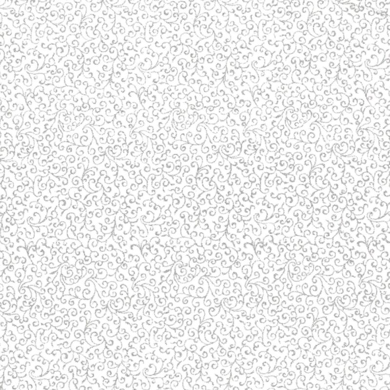 Hoffman White/Silver Winter Scroll w/Metallic
