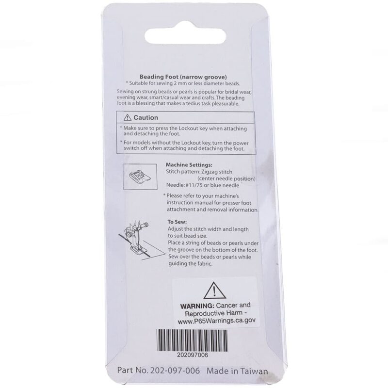 Beading Foot (narrow Groove 2mm) for 9mm machines - Image 5