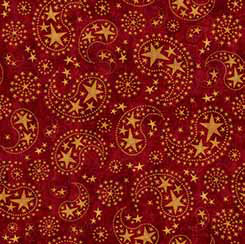 QT American Spirit Liberty Star Paisley Tossed - Red
