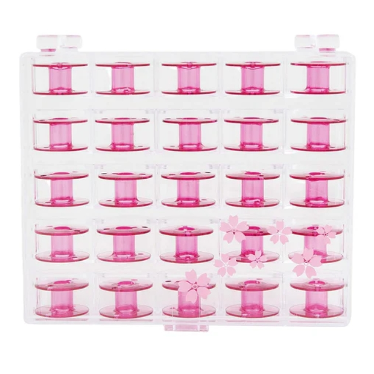 Pink Janome Bobbins - 25 with Case