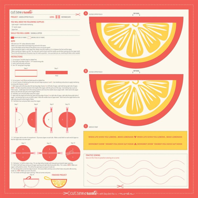 Lemon Zipper Pouch Panel
