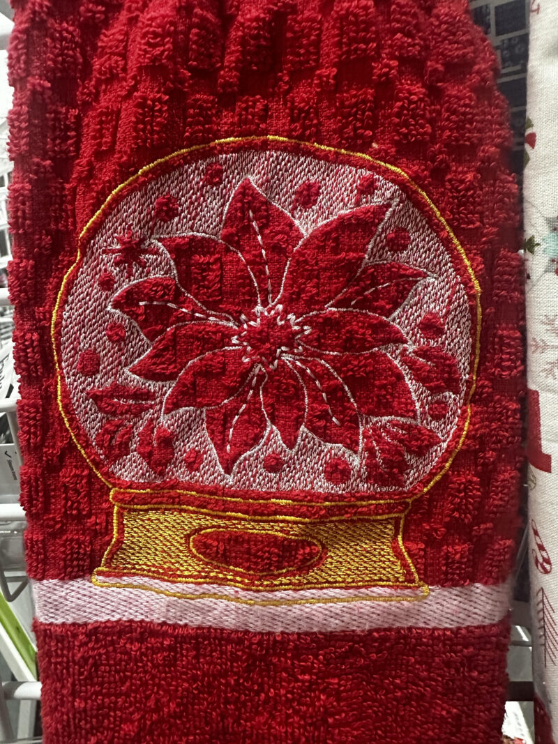 Embroidery Club - July '25 - Christmas Globe Embroidered Hand Towel