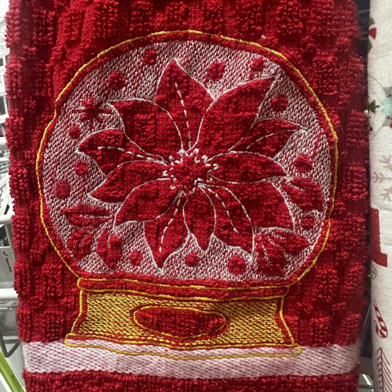 Embroidery Club - July '25 - Christmas Globe Embroidered Hand Towel